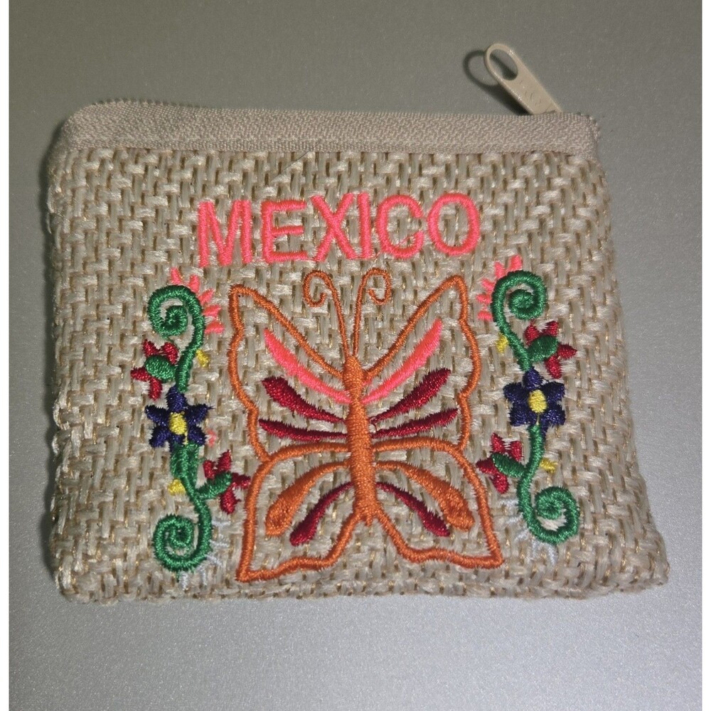 Embroidered Butterfly Coin Purse Small Zipper Wallet Souvenir Artisan